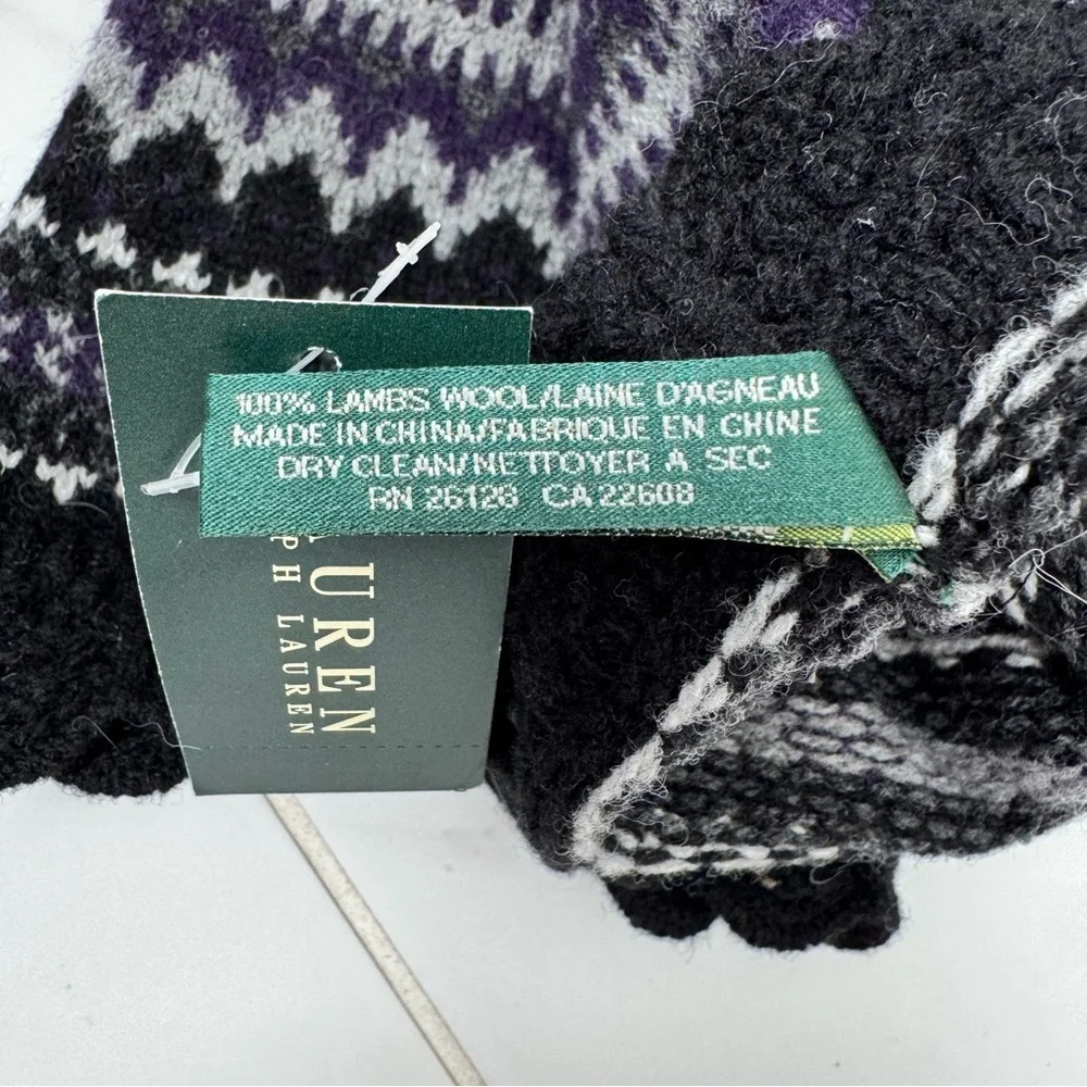 Lauren Ralph Lauren Black and Purple Knit Gloves